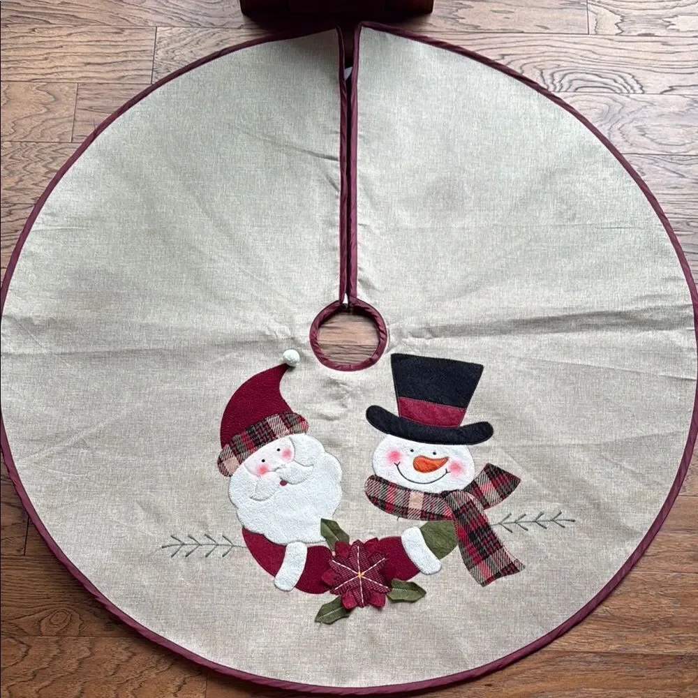 Festive Santa and Snowman Tree Skirt